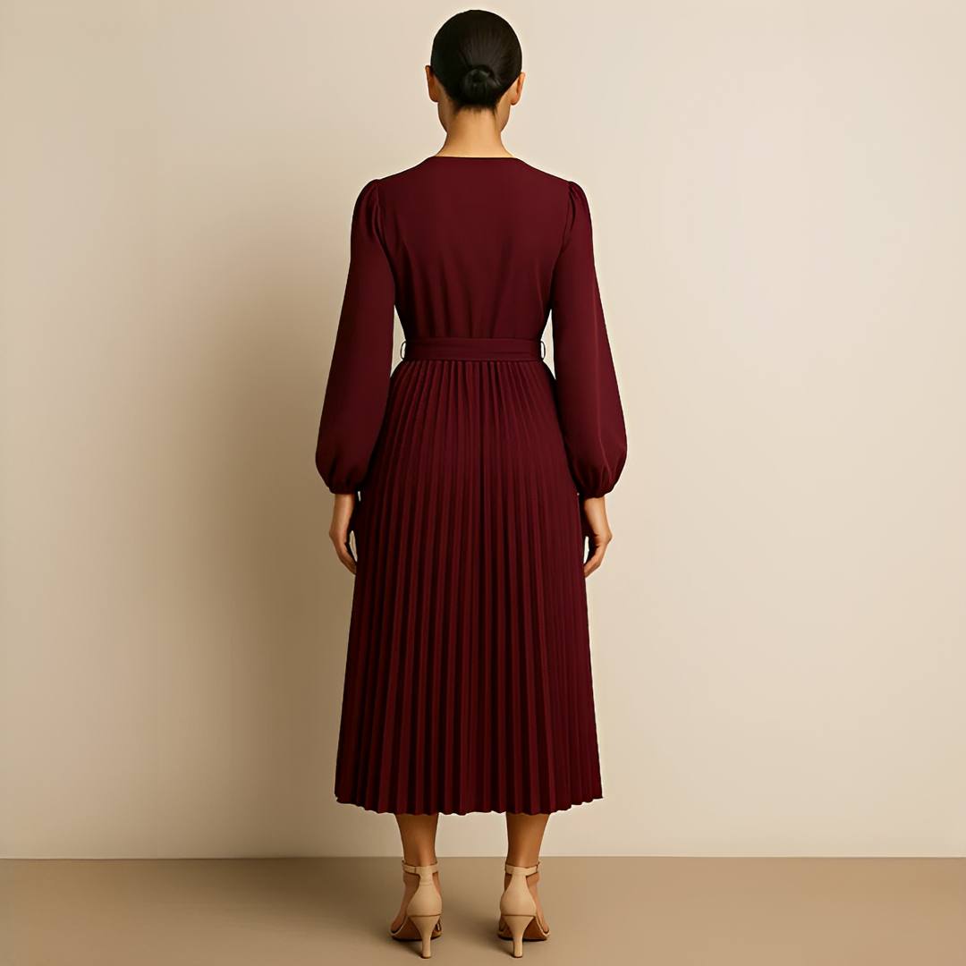 Naomi - Robe Élégante Plissée à Col V Croisé