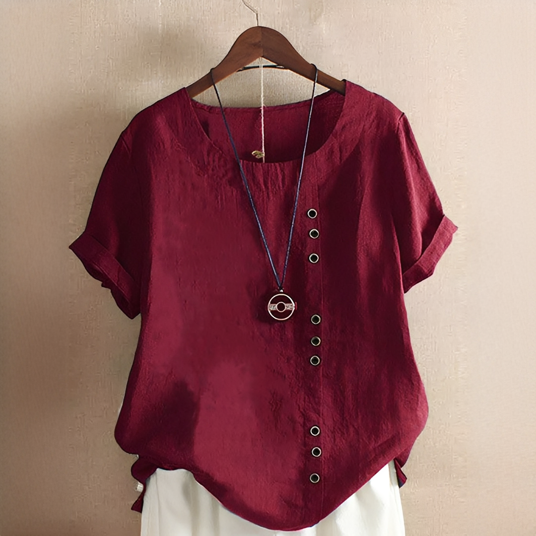 Noelle - Blouse Tendance avec Boutons et Coupe Décontractée