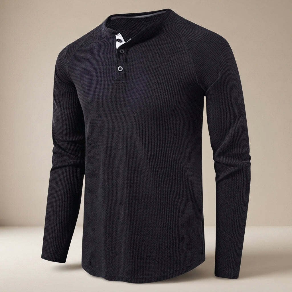 Teifion - Chemise Henley Classique à Texture Nid d'Abeille