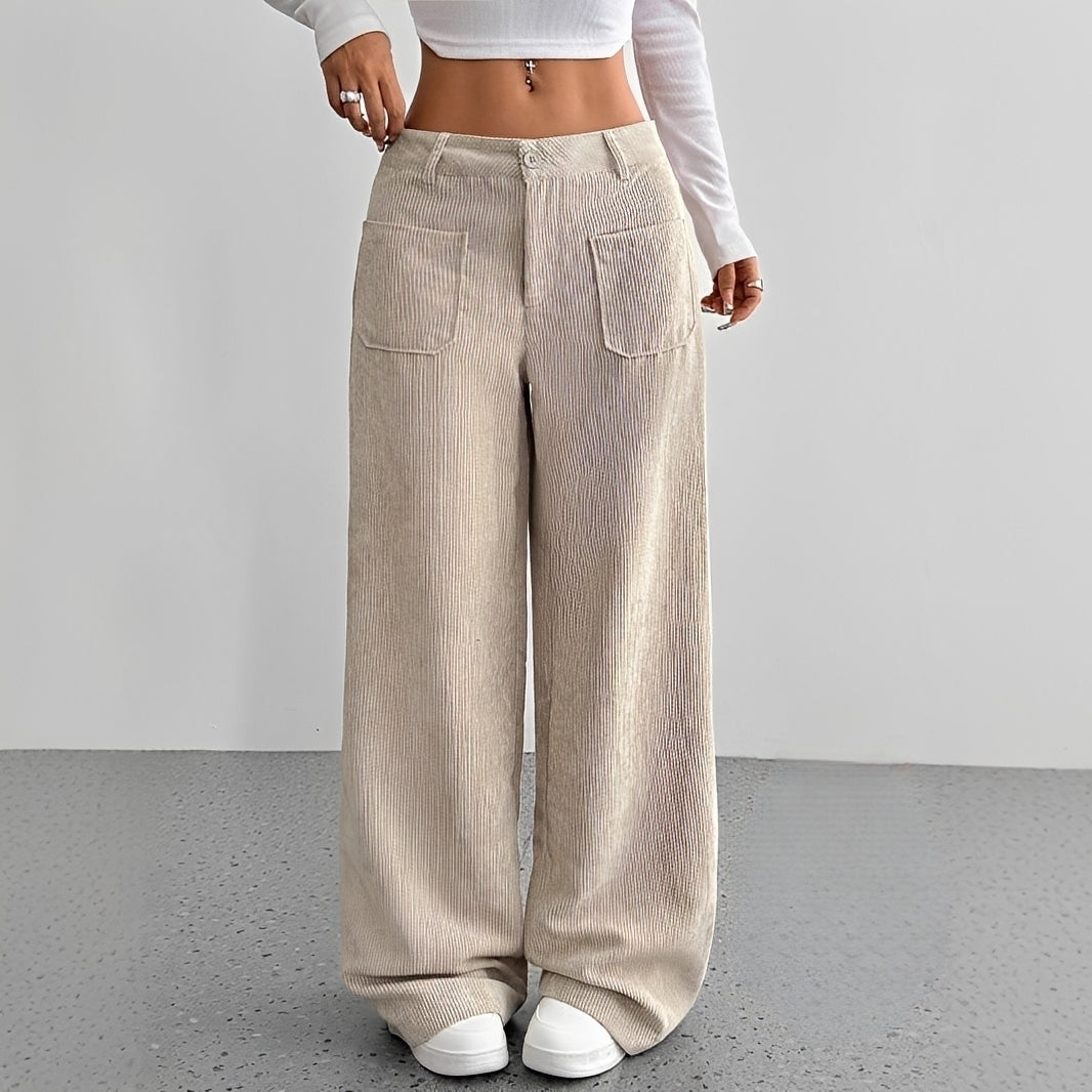 Isabelle - Pantalon taille haute en velours côtelé