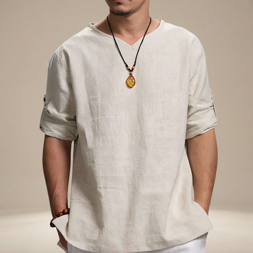 Edwin - Chemise Ample à Col V Décontracté