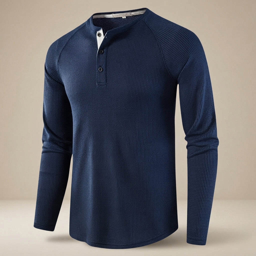 Teifion - Chemise Henley Classique à Texture Nid d'Abeille