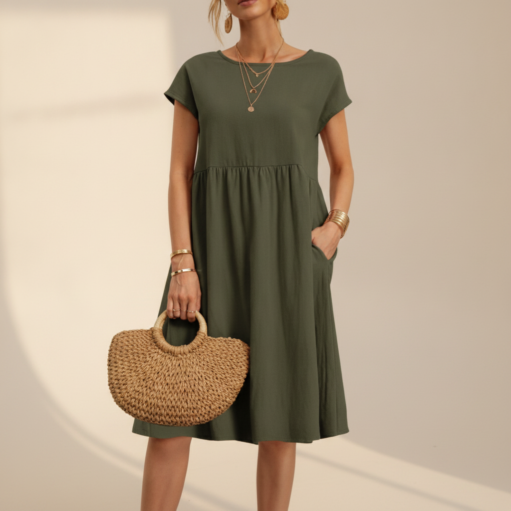 Nubia - Robe Midi Raffinée à Encolure Ronde