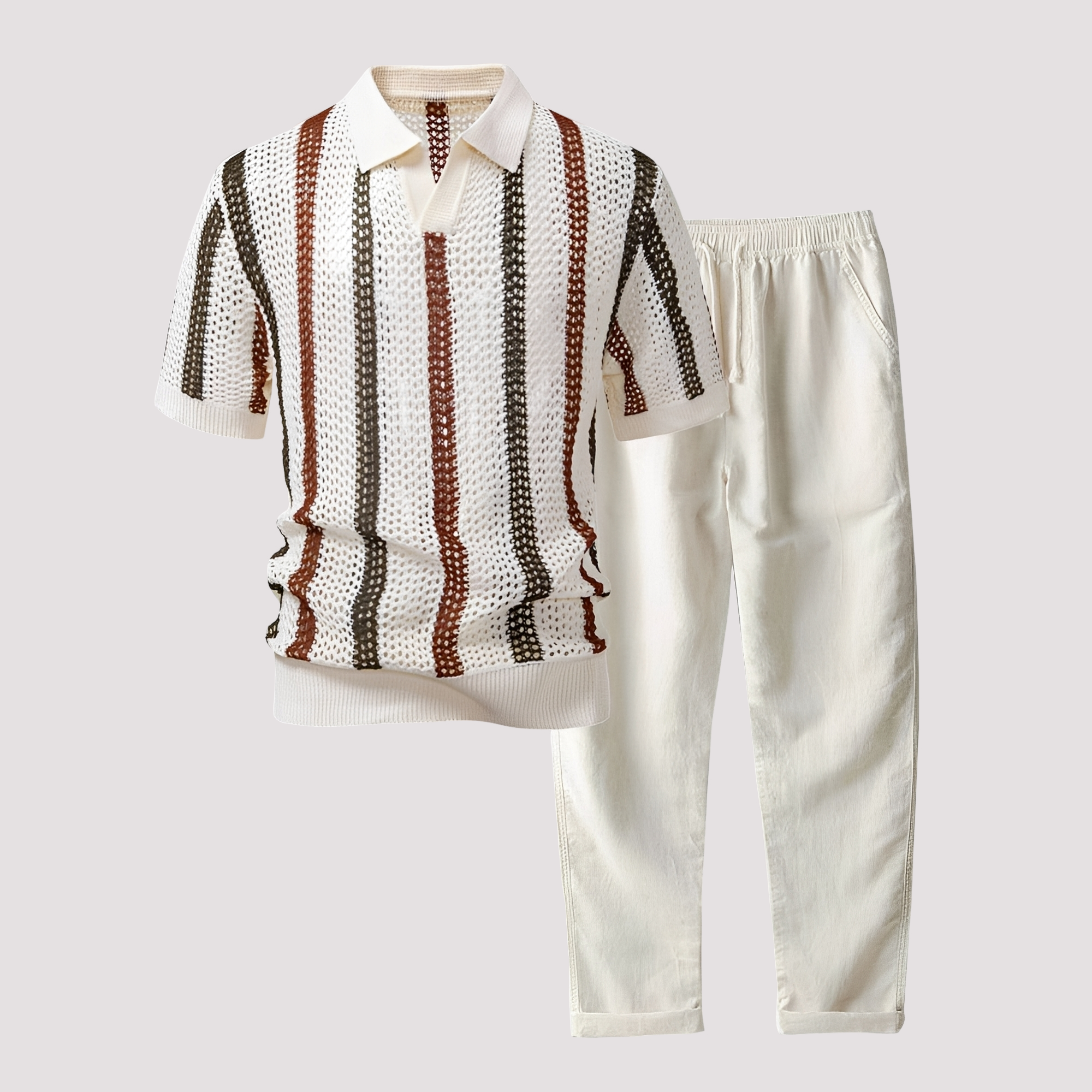 Richards - Ensemble Polo Rayé Agréable avec Pantalon
