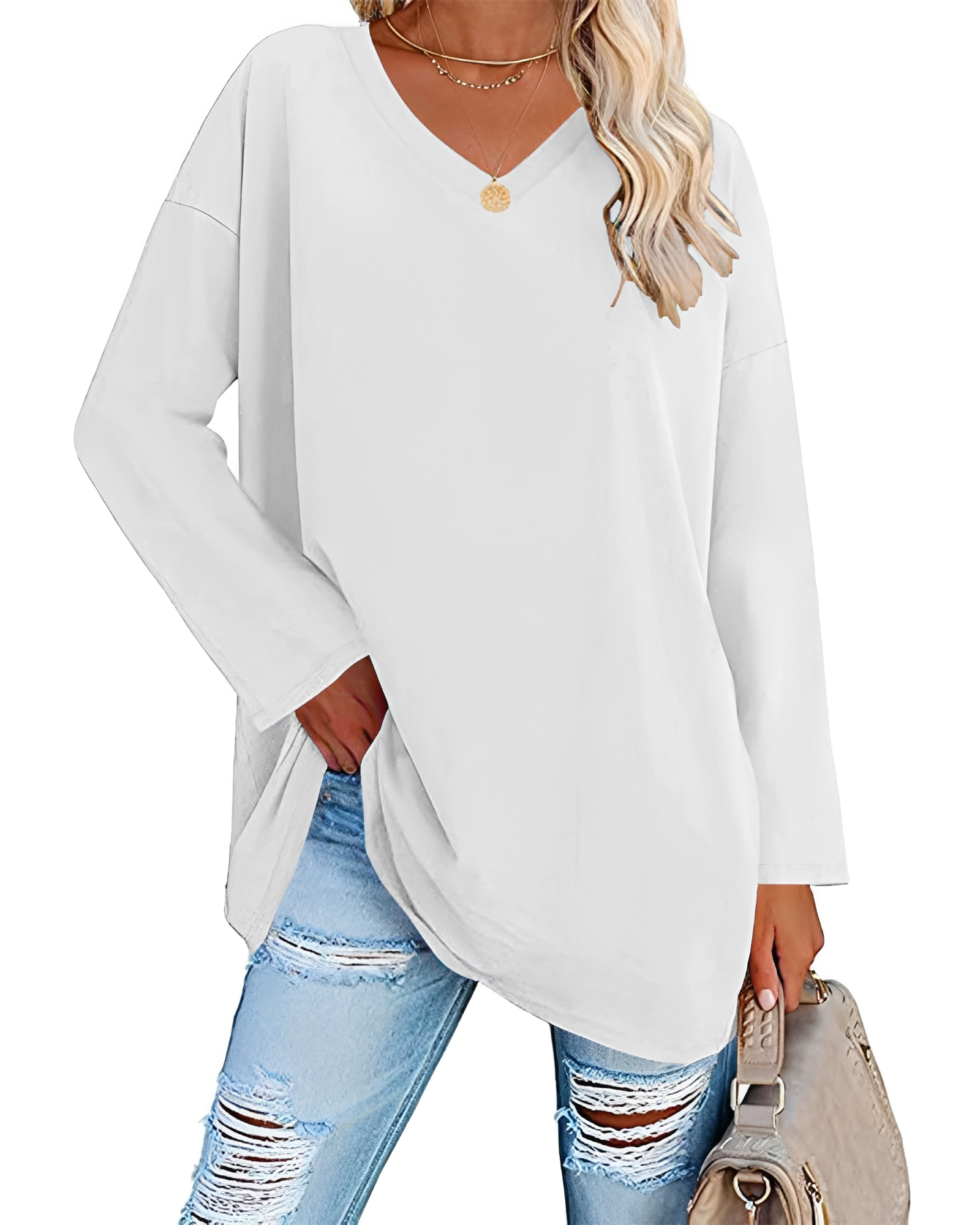 Kendra - Blouse large avec col en V sophistiqué