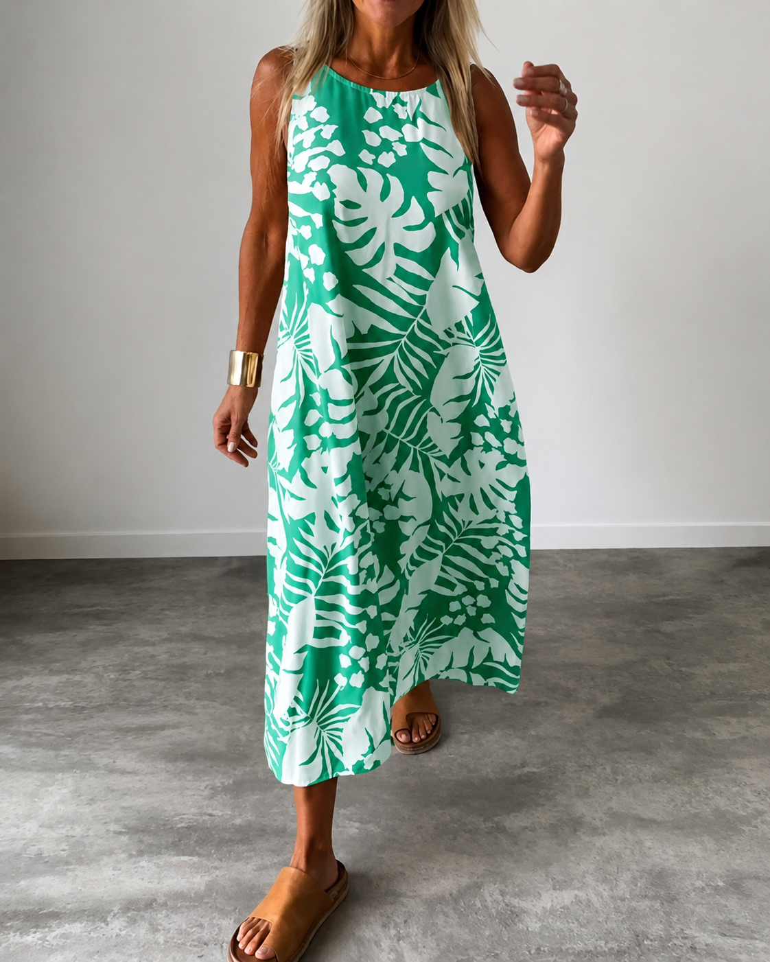 Arianna - Robe Large Sans Manches à Imprimés