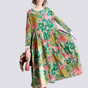 Terry - Robe maxi longue élégante à motif floral pour femmes