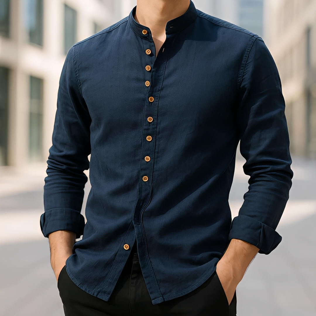 Aick - Chemise d'été contemporaine pour homme à manches longues