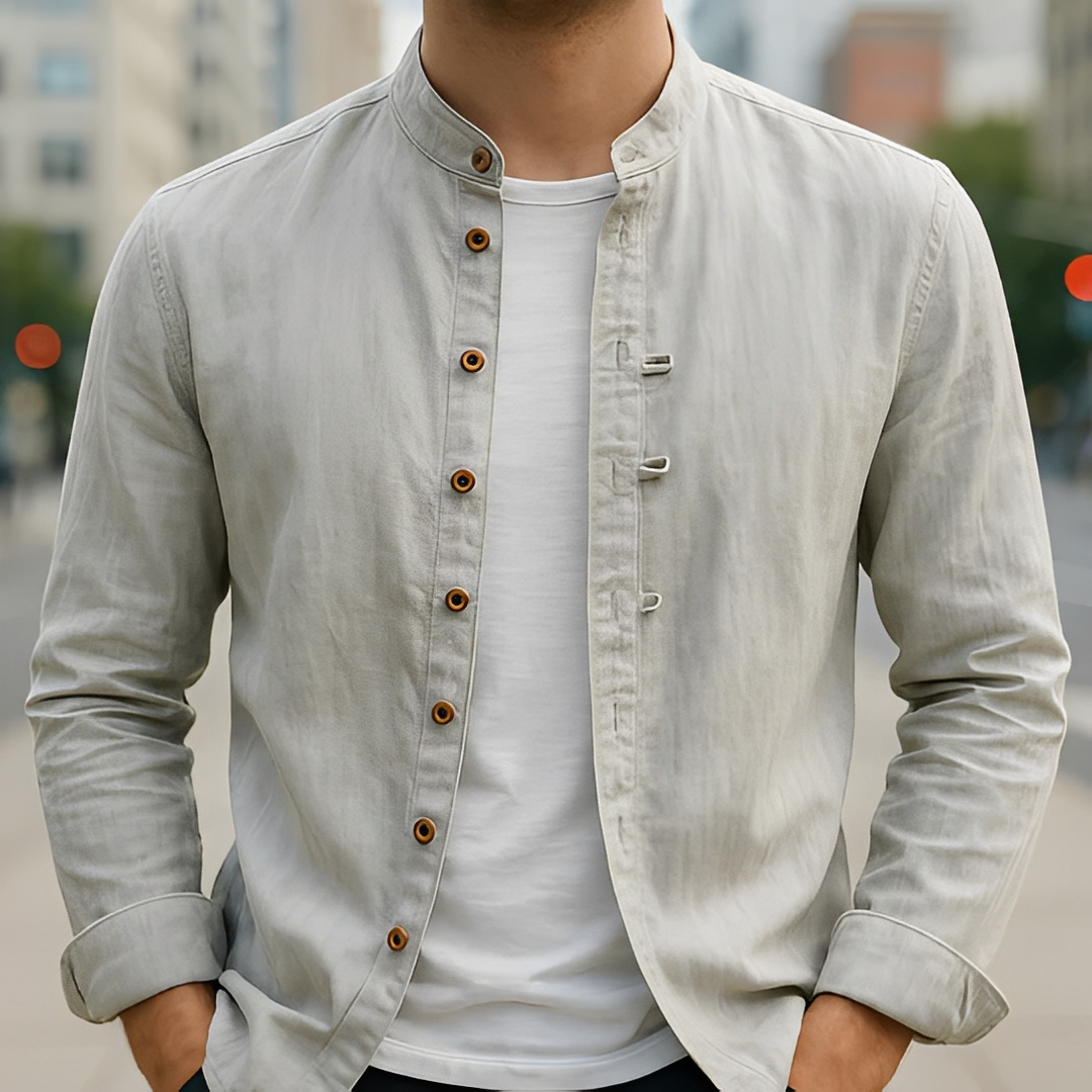 Aick - Chemise d'été contemporaine pour homme à manches longues