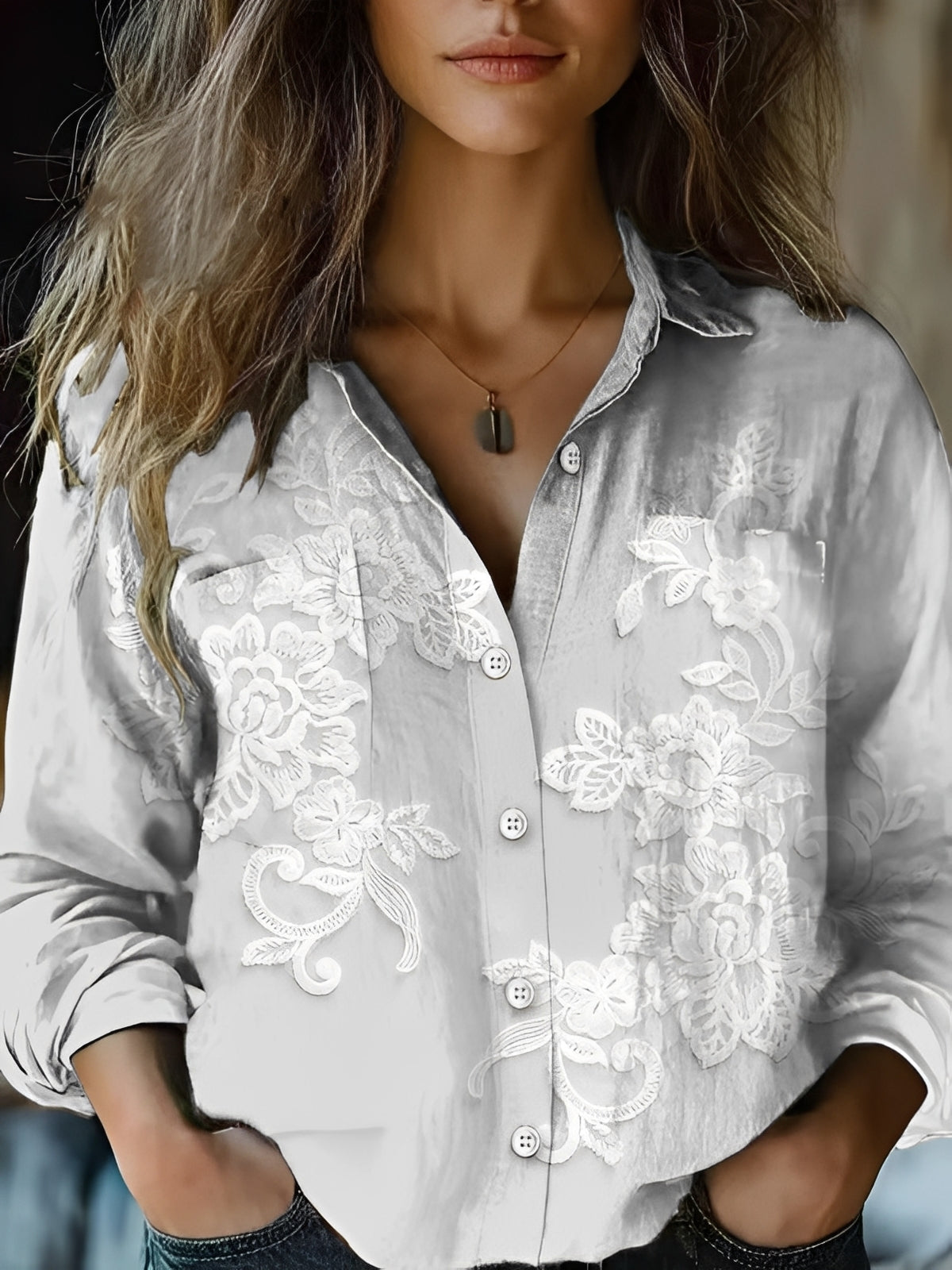 Jasmin - Blouse éclatante à manches longues