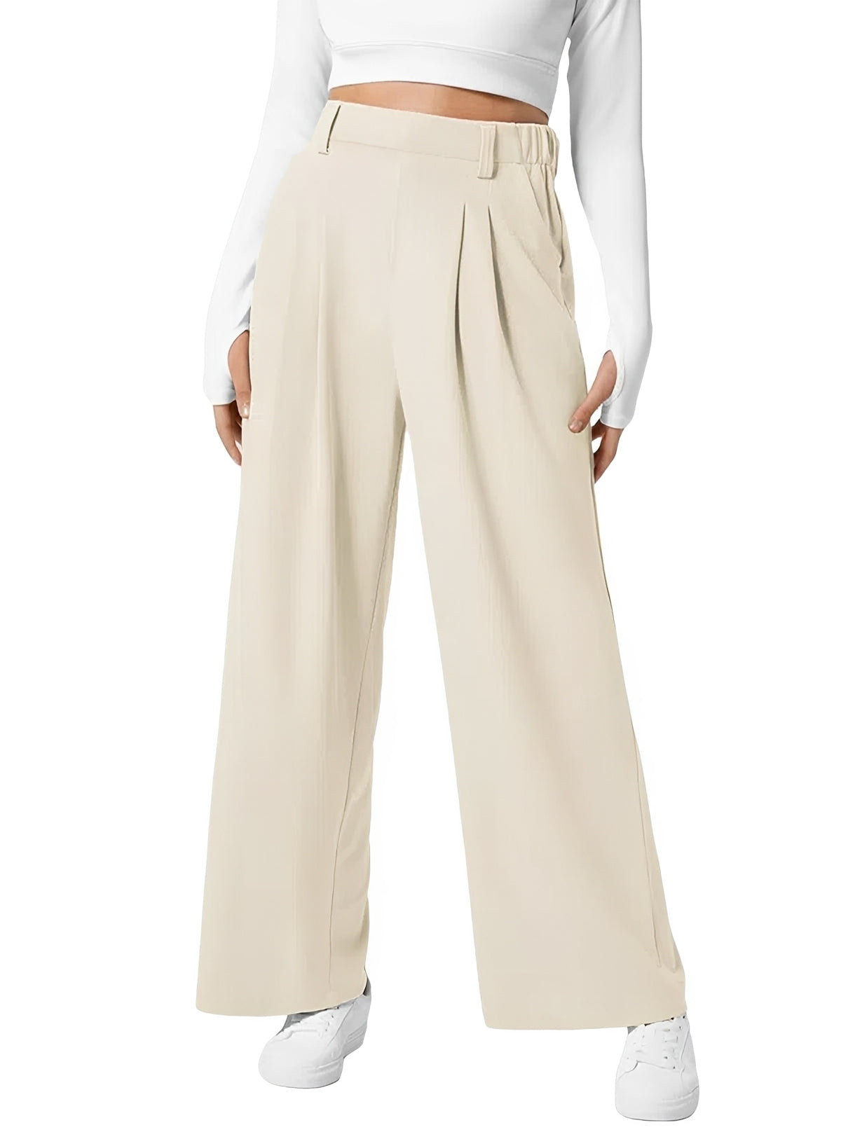 Kyla - Pantalon à Taille Haute Élastique avec Coupe Évasée