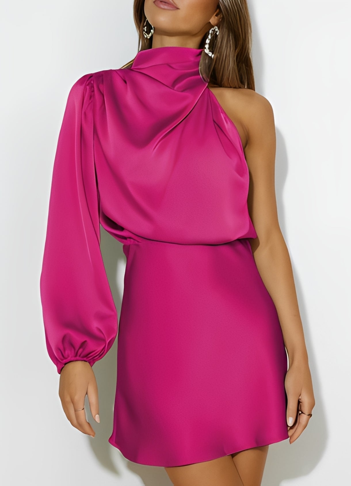 Sammy - Robe chic avec une épaule et manches longues