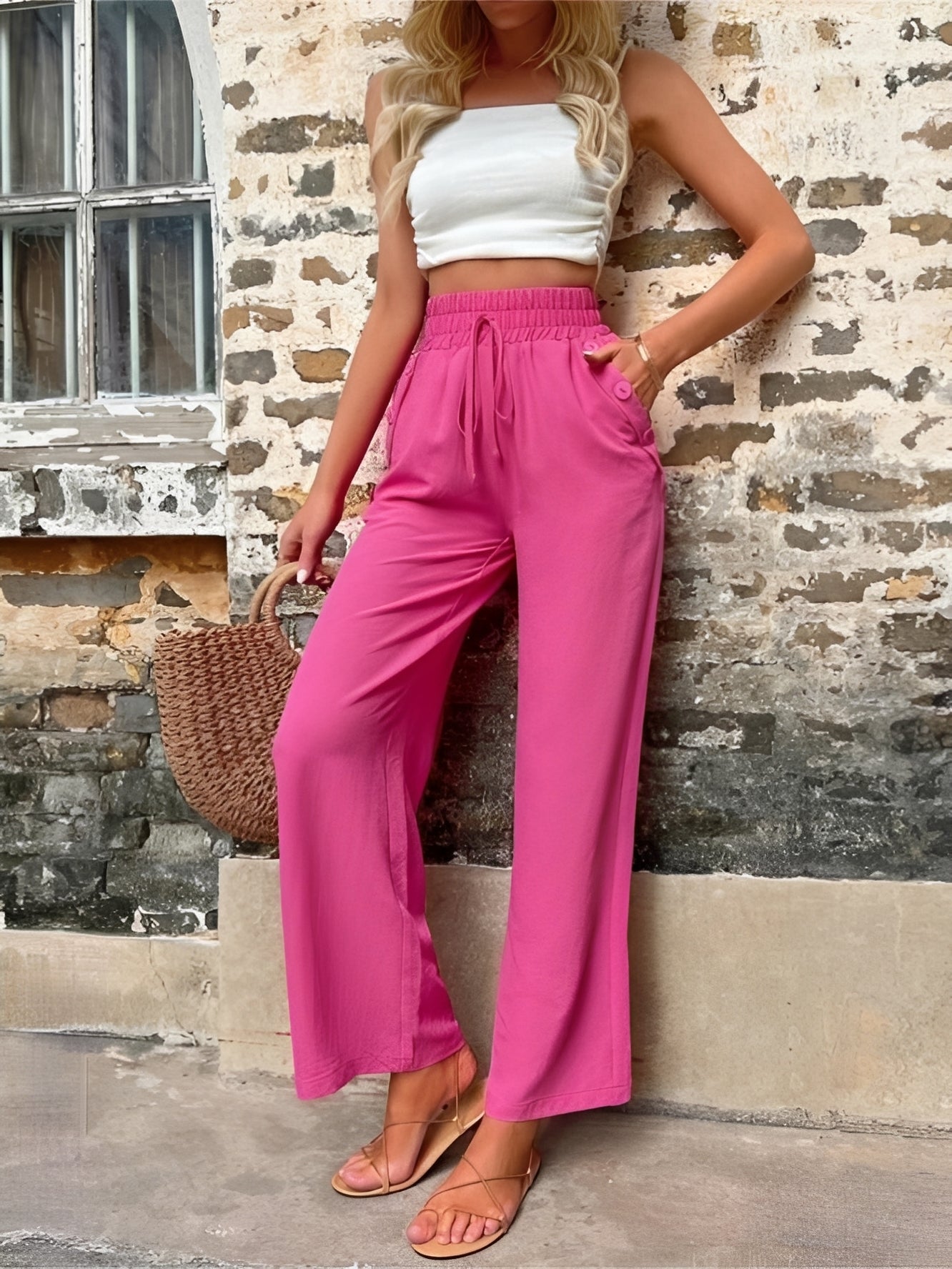 Allie - Pantalon ample, élégant et taille haute pour femmes