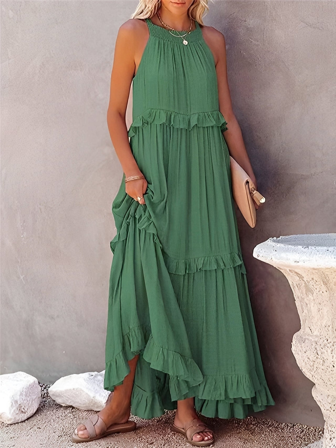 Zanna - Robe élégante sans manches avec volants pour femmes