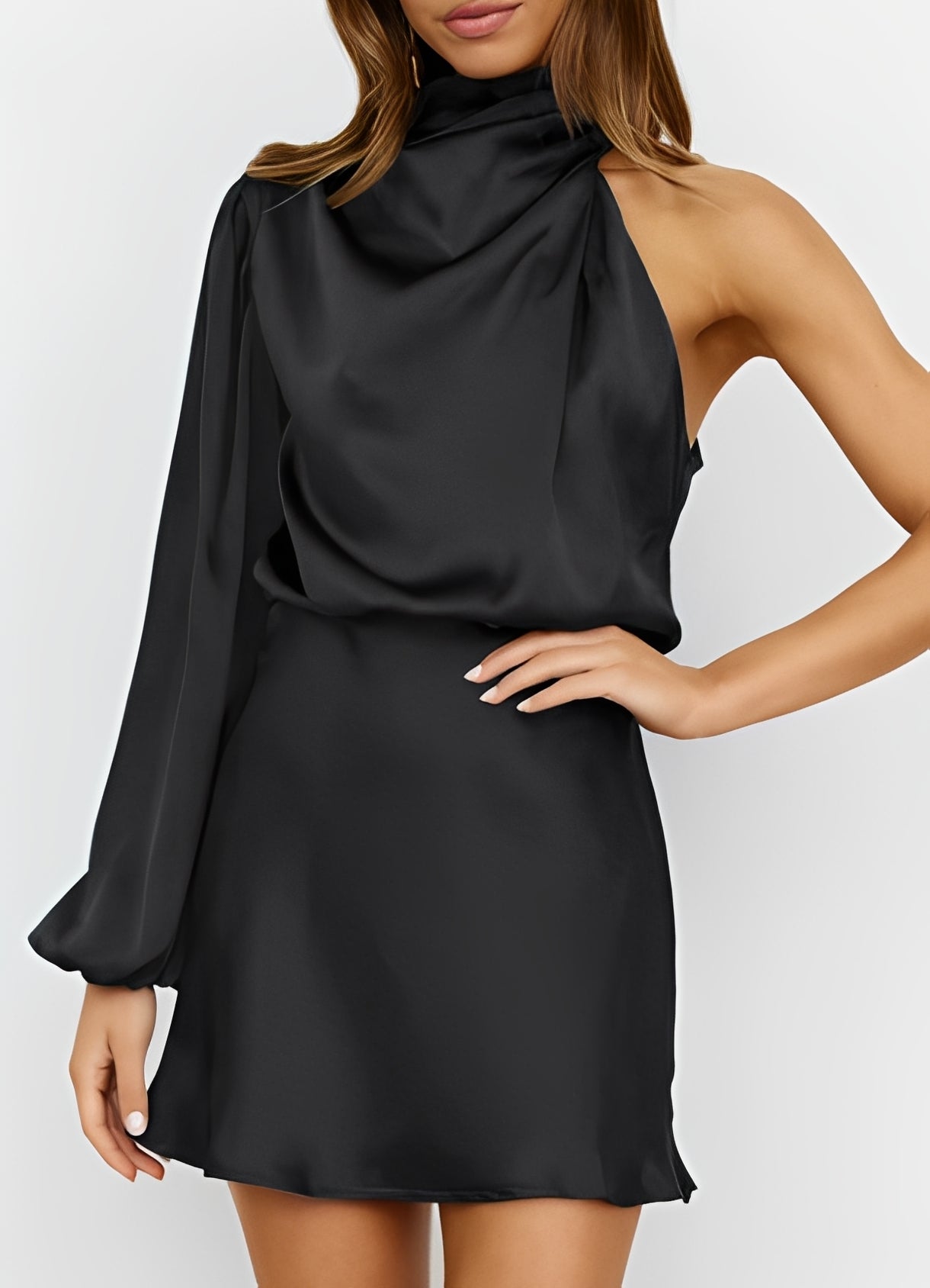 Sammy - Robe chic avec une épaule et manches longues