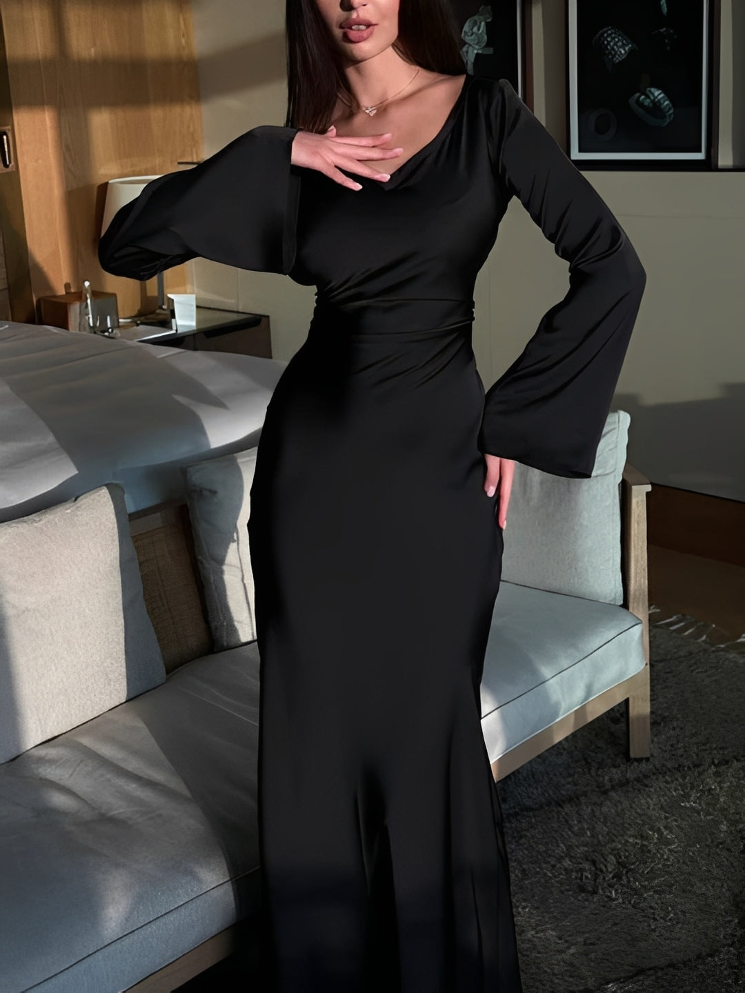 Josie - Robe Longue Décontractée avec Manches