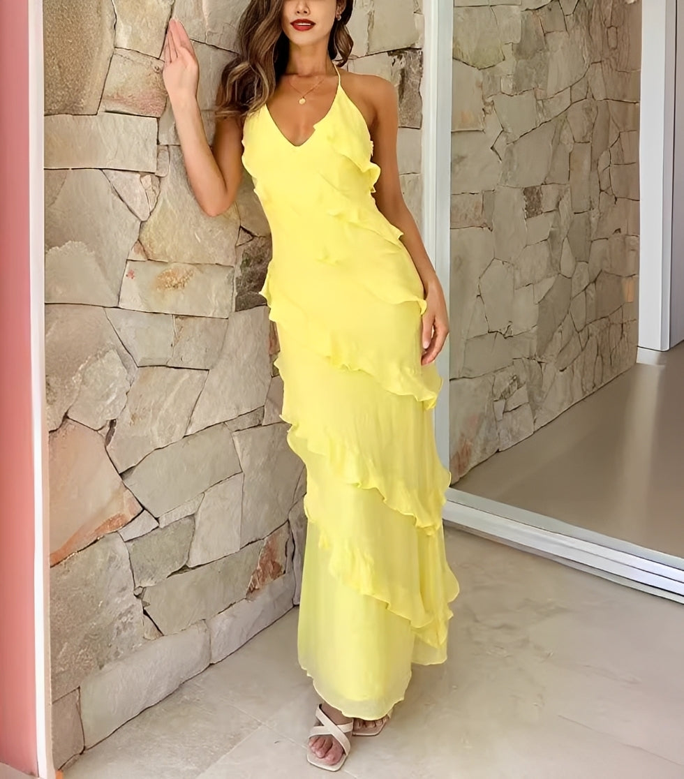 Ashley - Robe Longue à Volants Chic