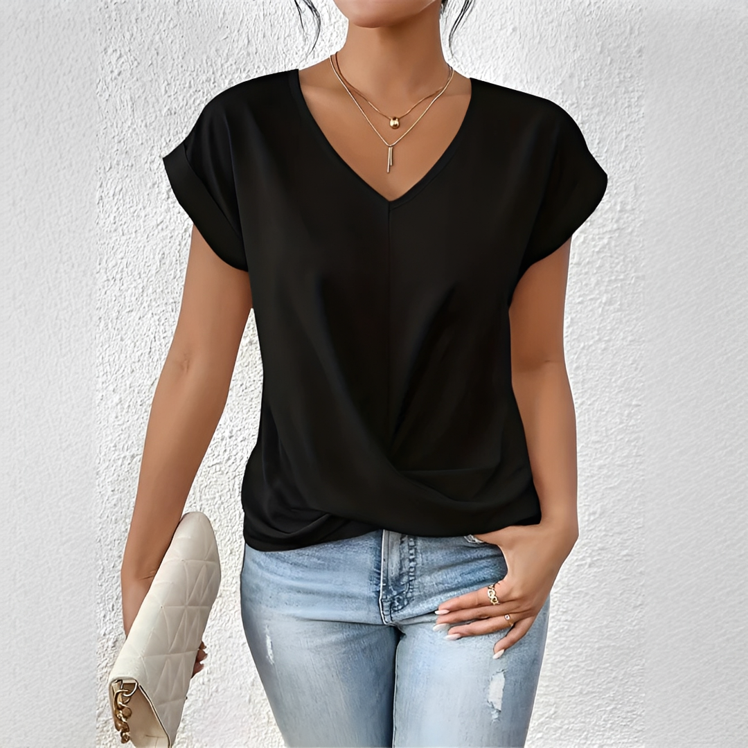 Velanie - T-Shirt Col V Décontracté
