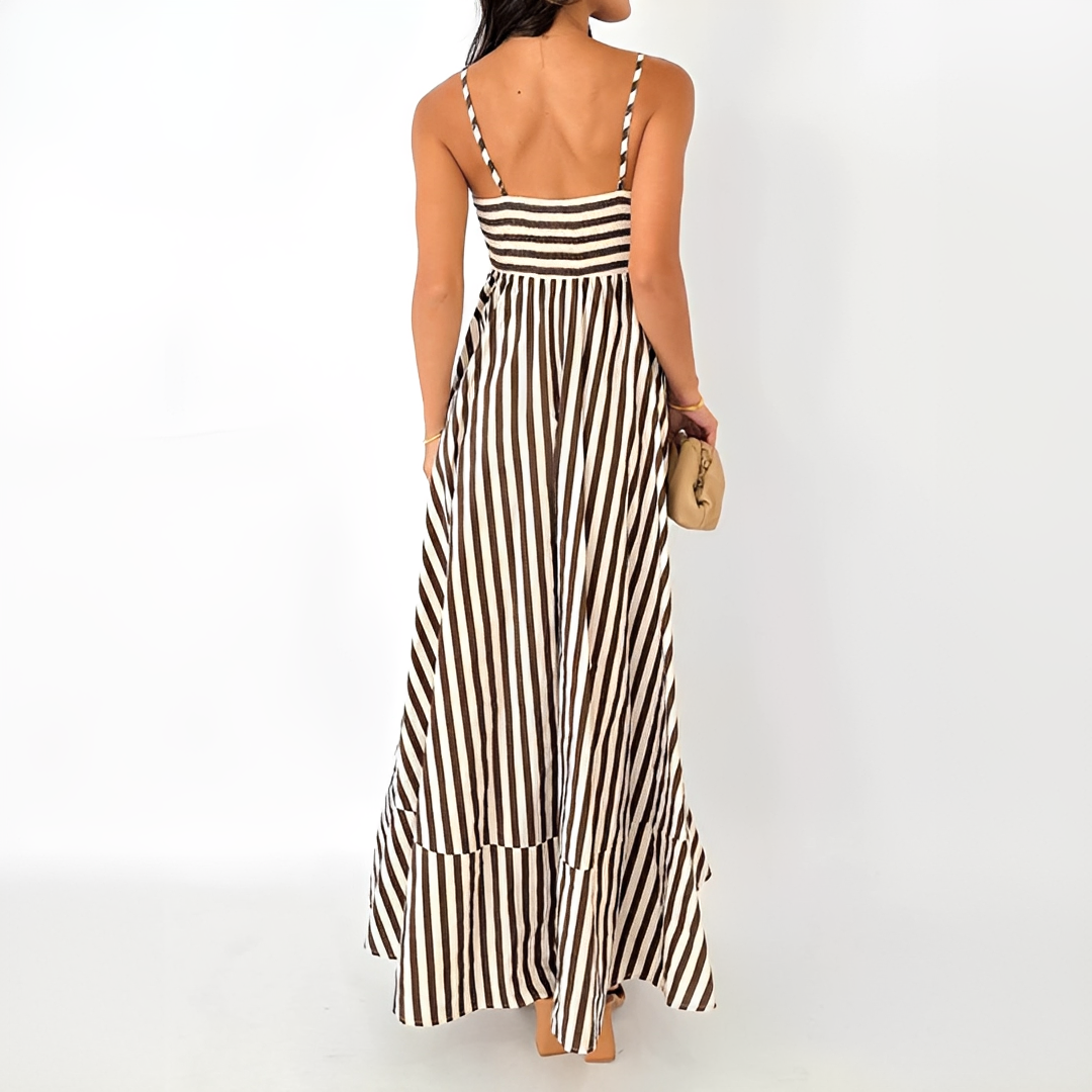 Lerra - Robe Maxi Plissée à Rayures