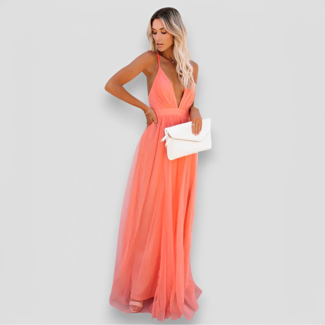 Lidia - Robe Maxi Élégante à Col V