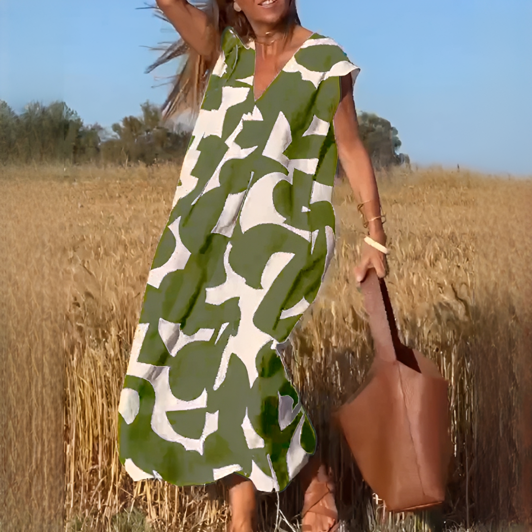 Vicky - Robe Élégante Col V Coupe Large