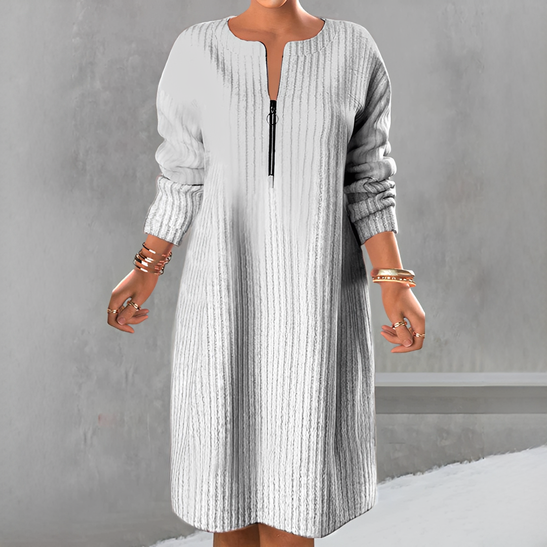 Marion - Robe Élégante Manches Longues avec Zip