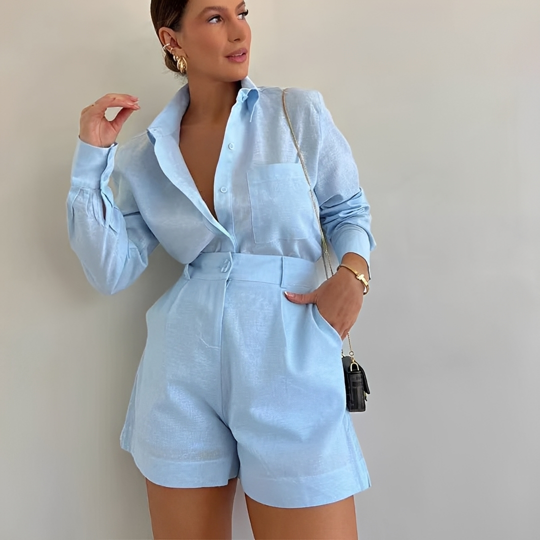 Yasin - Ensemble ample de short à manches longues