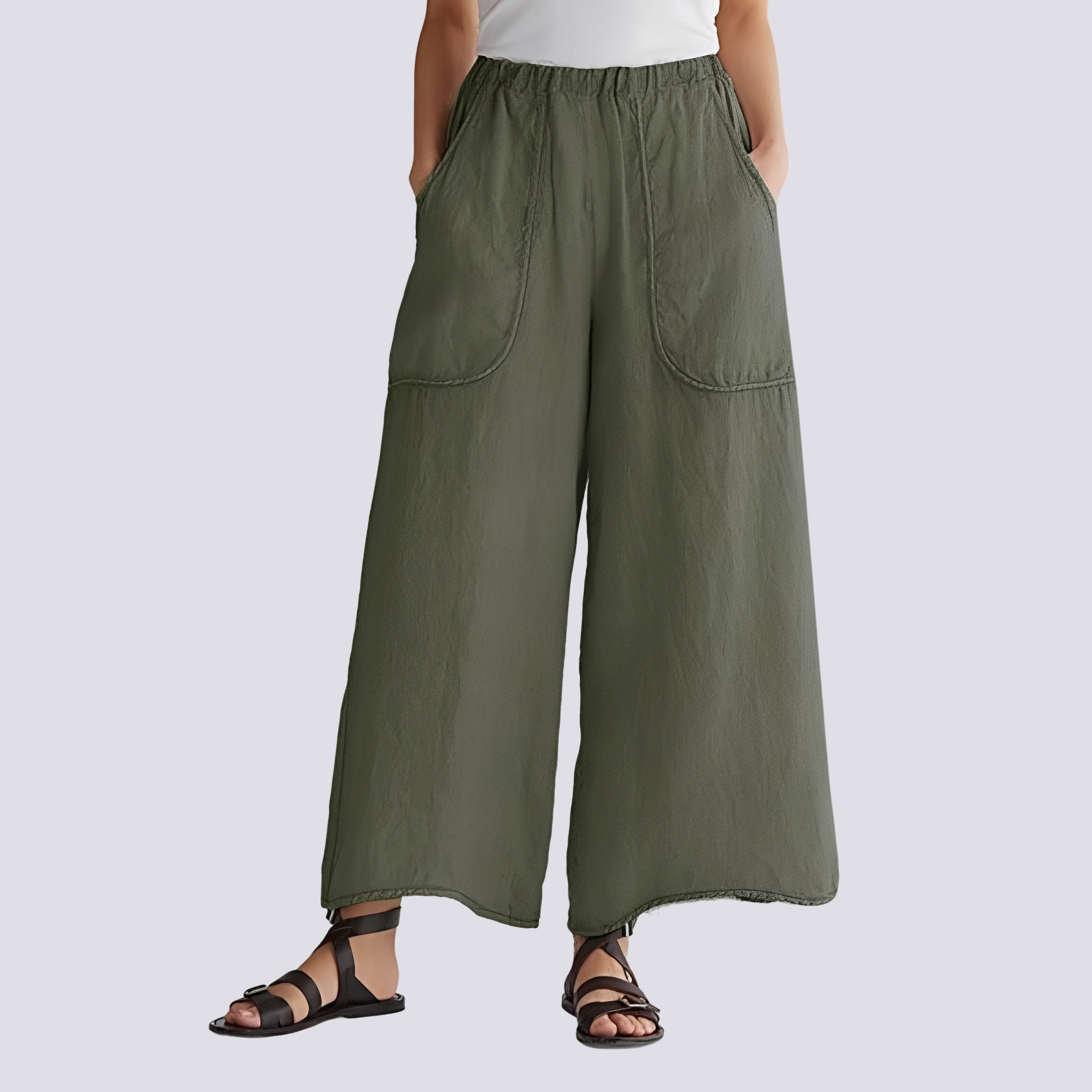 Angela - Pantalon femme à jambes larges et style décontracté