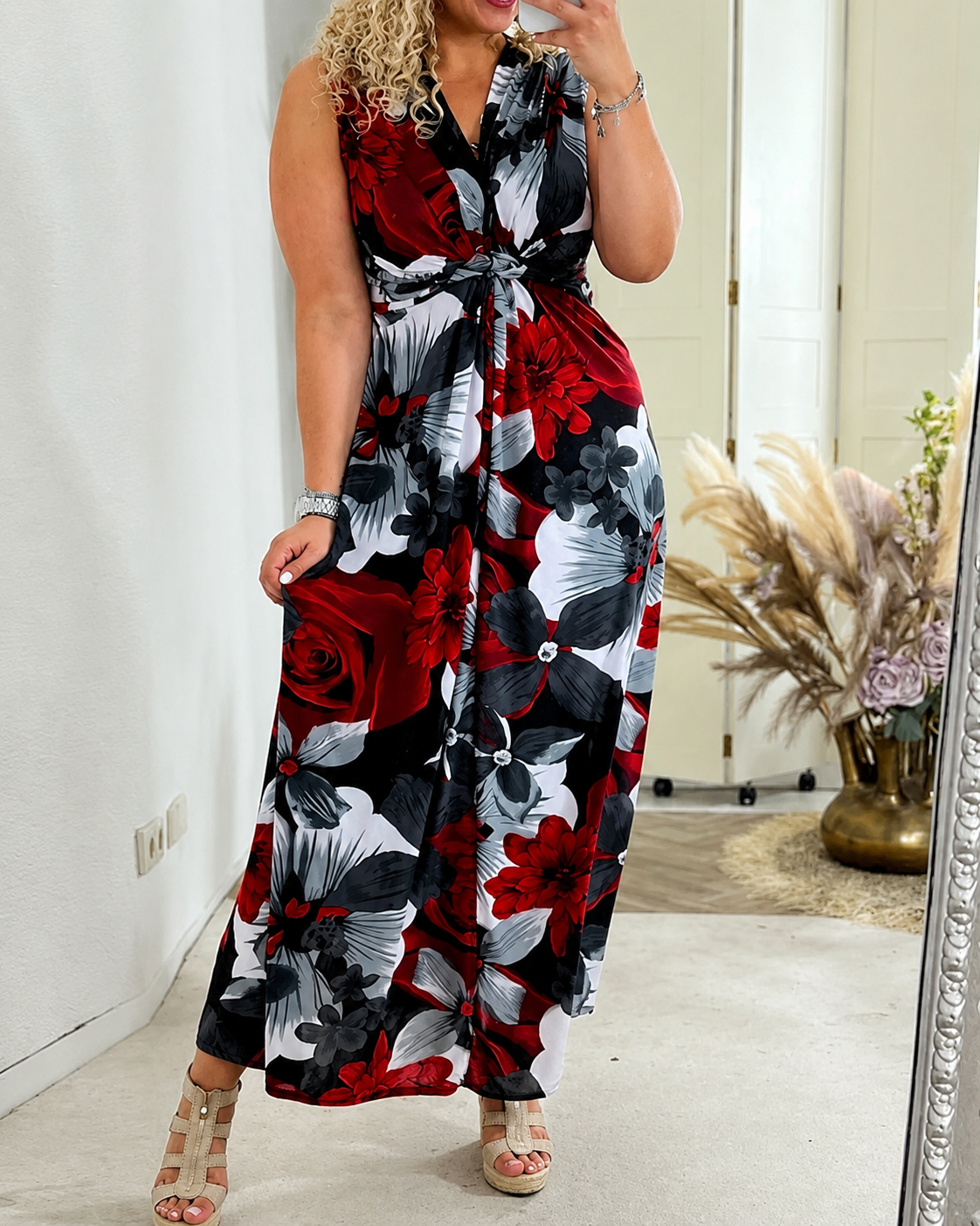 Katrina - Robe Élégante Sans Manches à Imprimé Fleuri