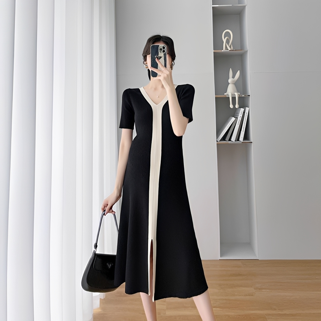 Jeanet - Robe Midi Chic à Col en V