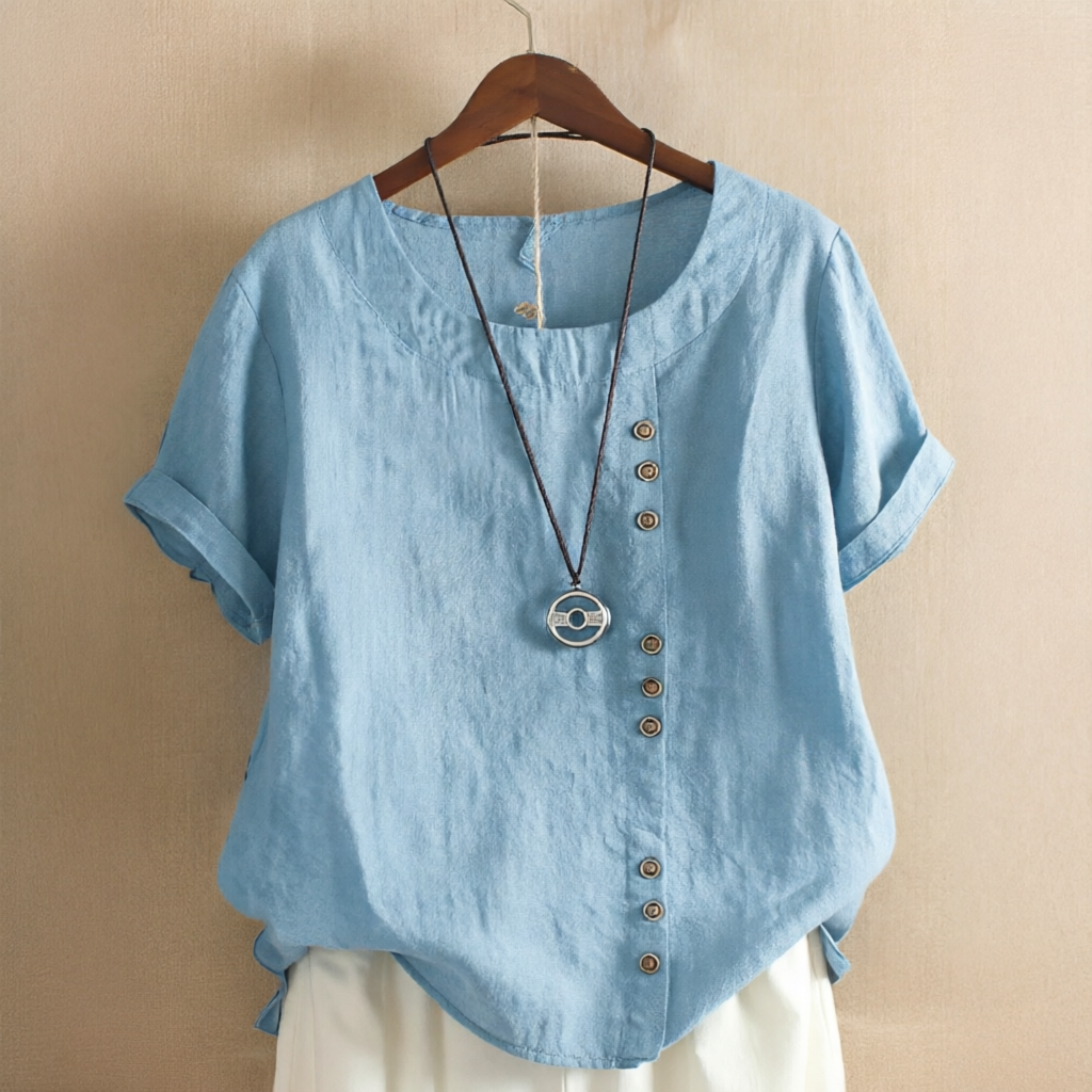 Noelle - Blouse Tendance avec Boutons et Coupe Décontractée
