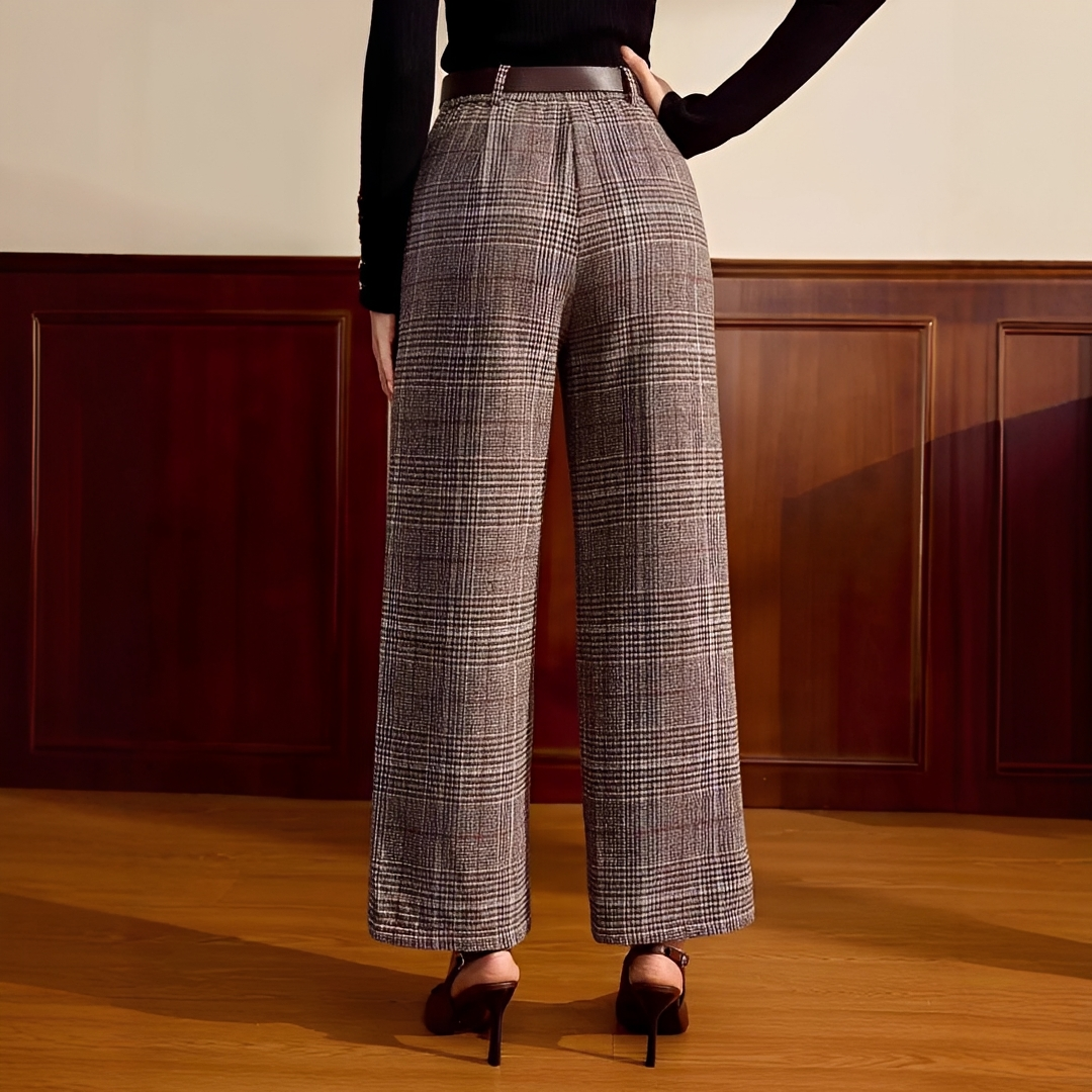 Christabel - Pantalon à Motif Carreaux Taille Haute