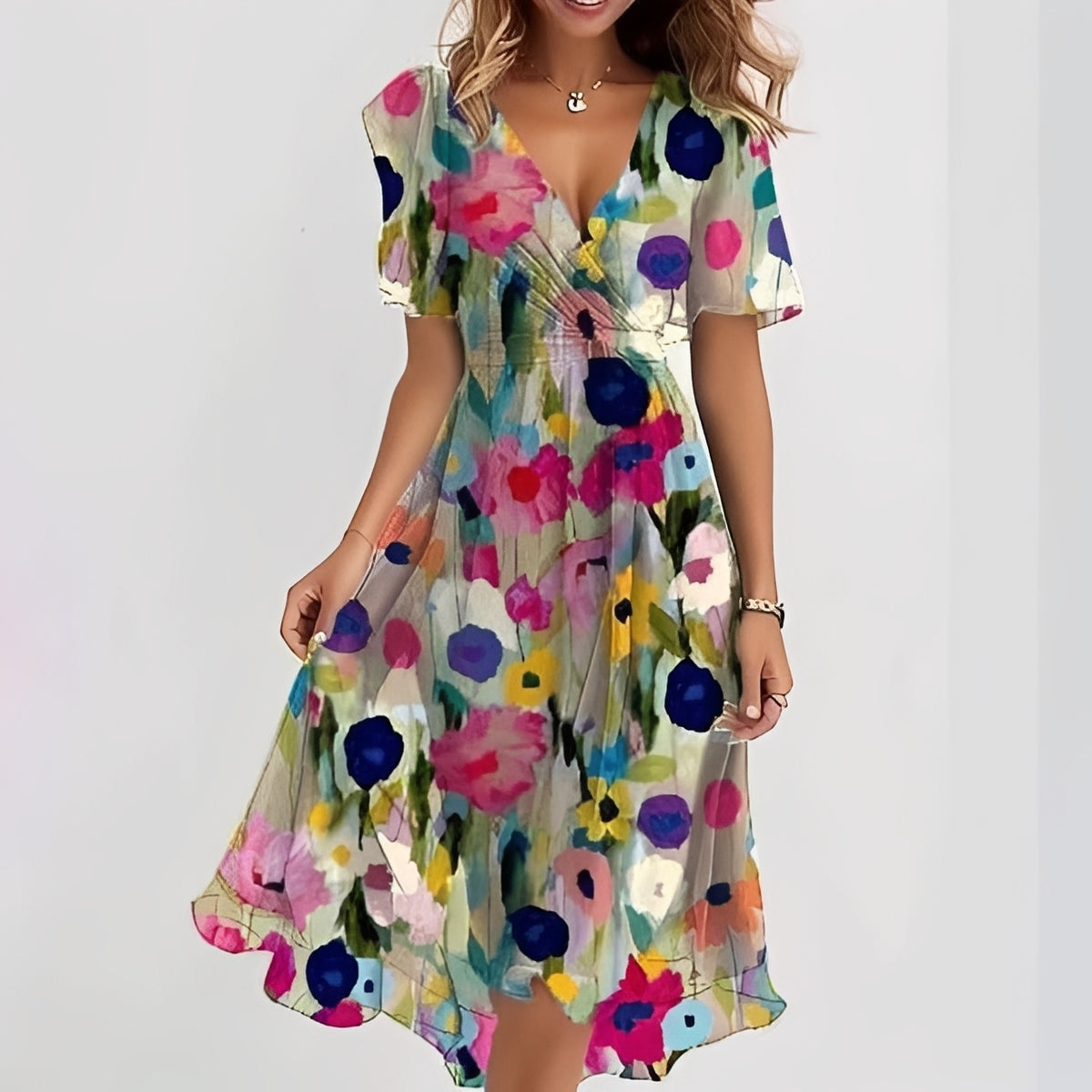 Emelia - Robe en voile à motifs floraux