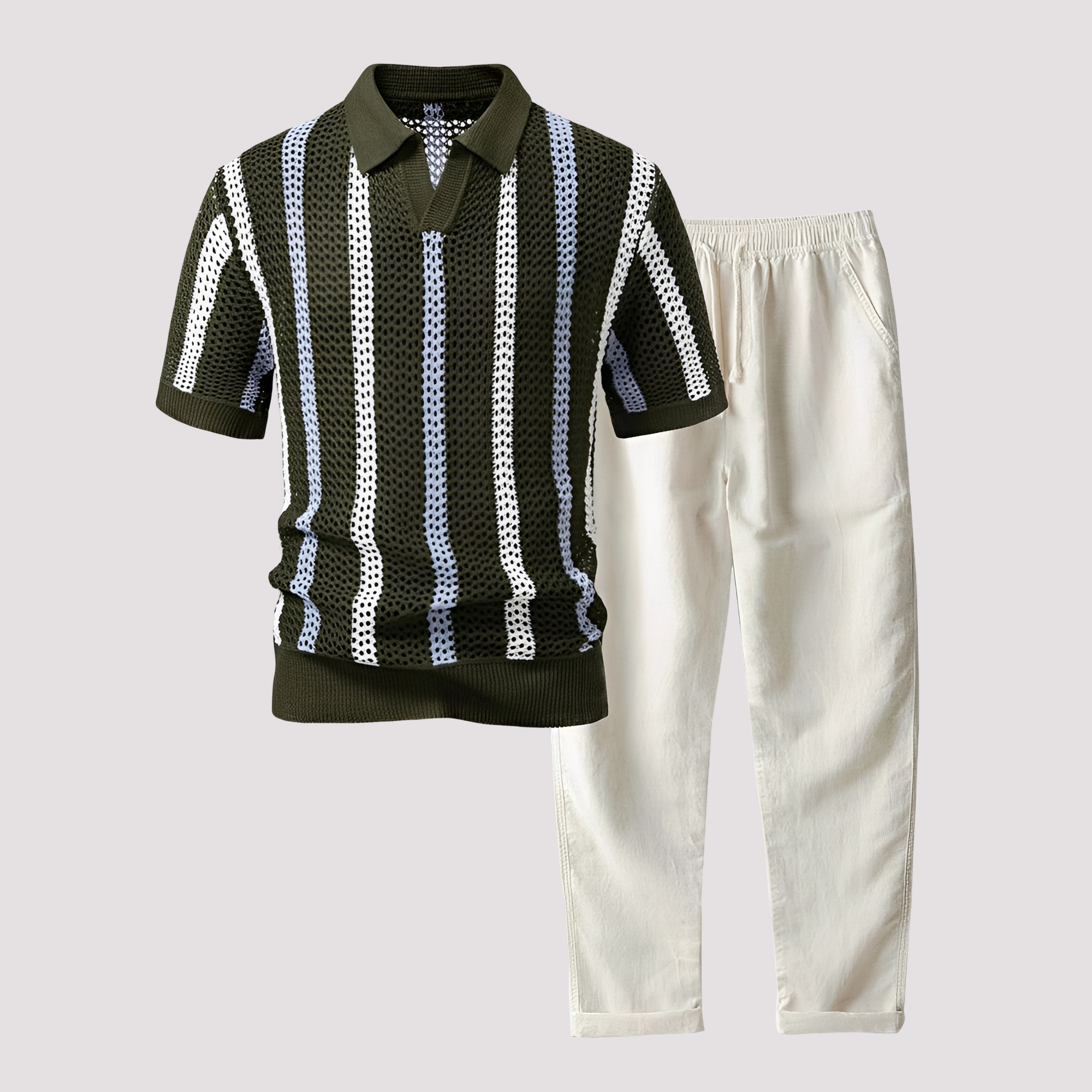 Richards - Ensemble Polo Rayé Agréable avec Pantalon