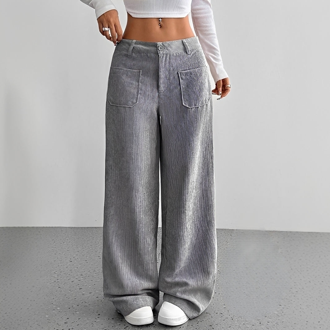 Isabelle - Pantalon taille haute en velours côtelé
