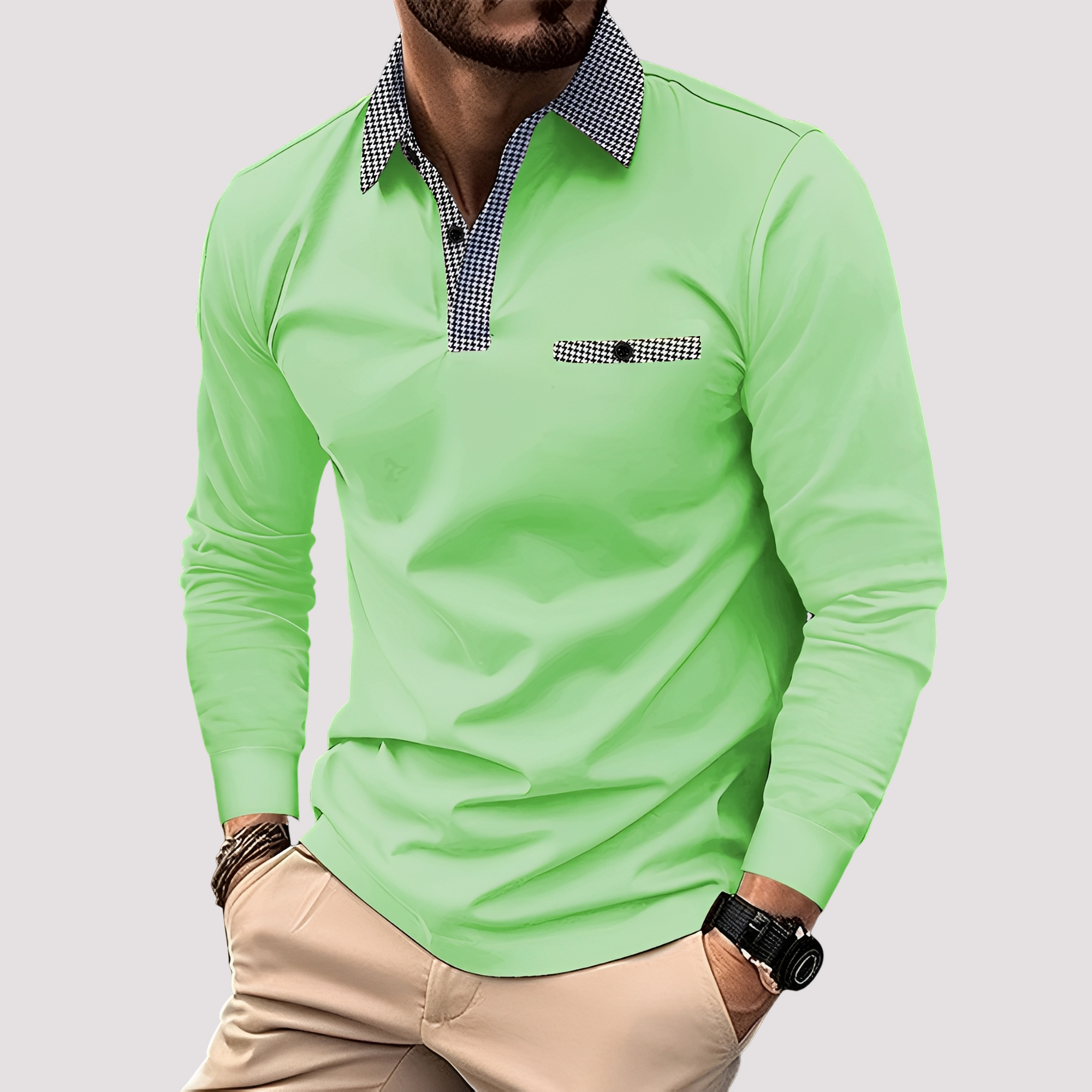 Aidan - Polo chic à manches longues pour hommes