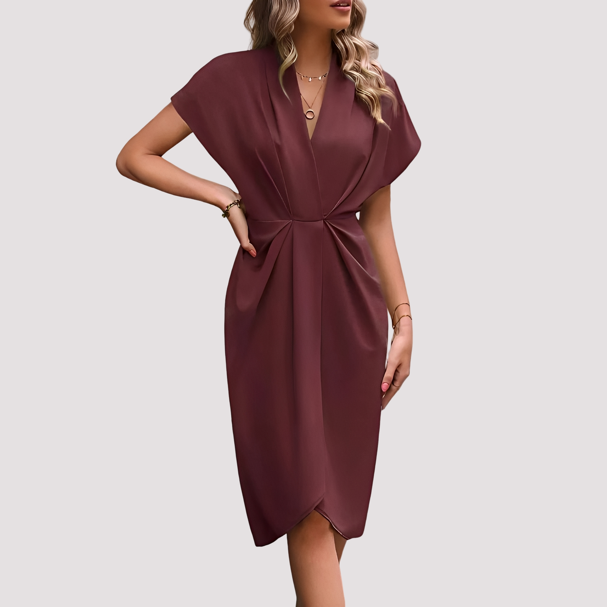 Gwen - Robe Midi Élégante avec Ouverture