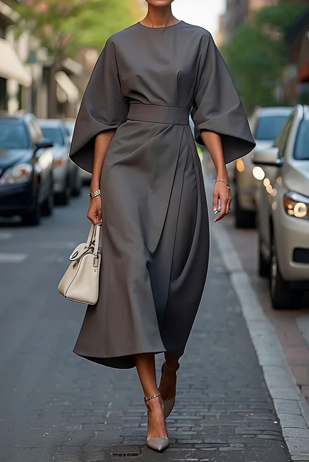 Vera - Robe Midi Élégante avec Ceinture