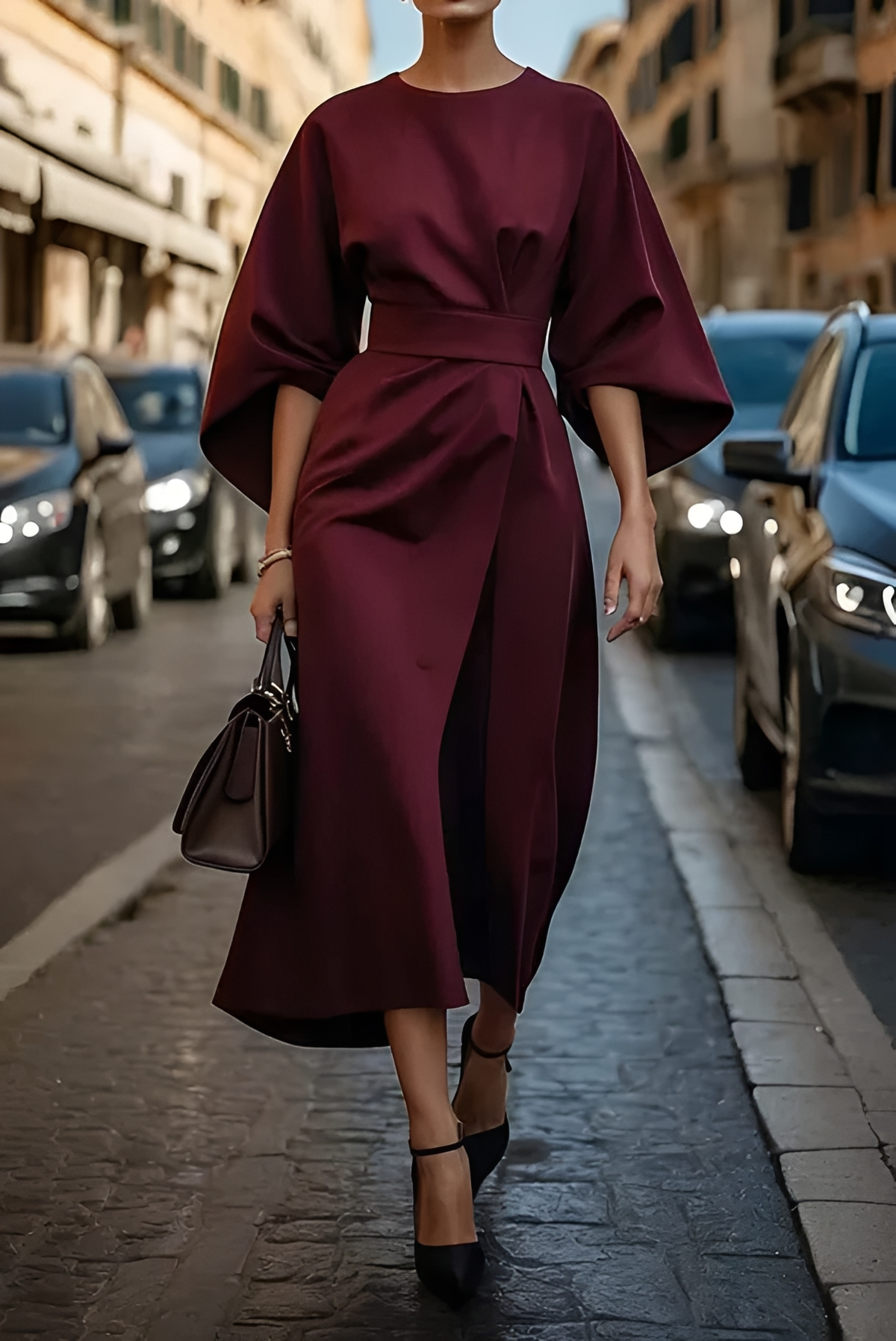 Vera - Robe Midi Élégante avec Ceinture