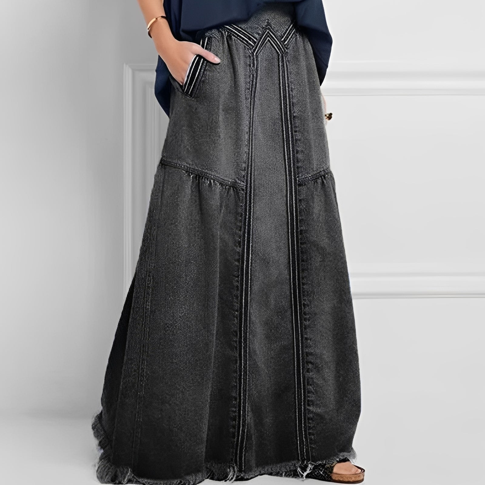 Nella - Jupe élégante en denim avec poche pour femmes