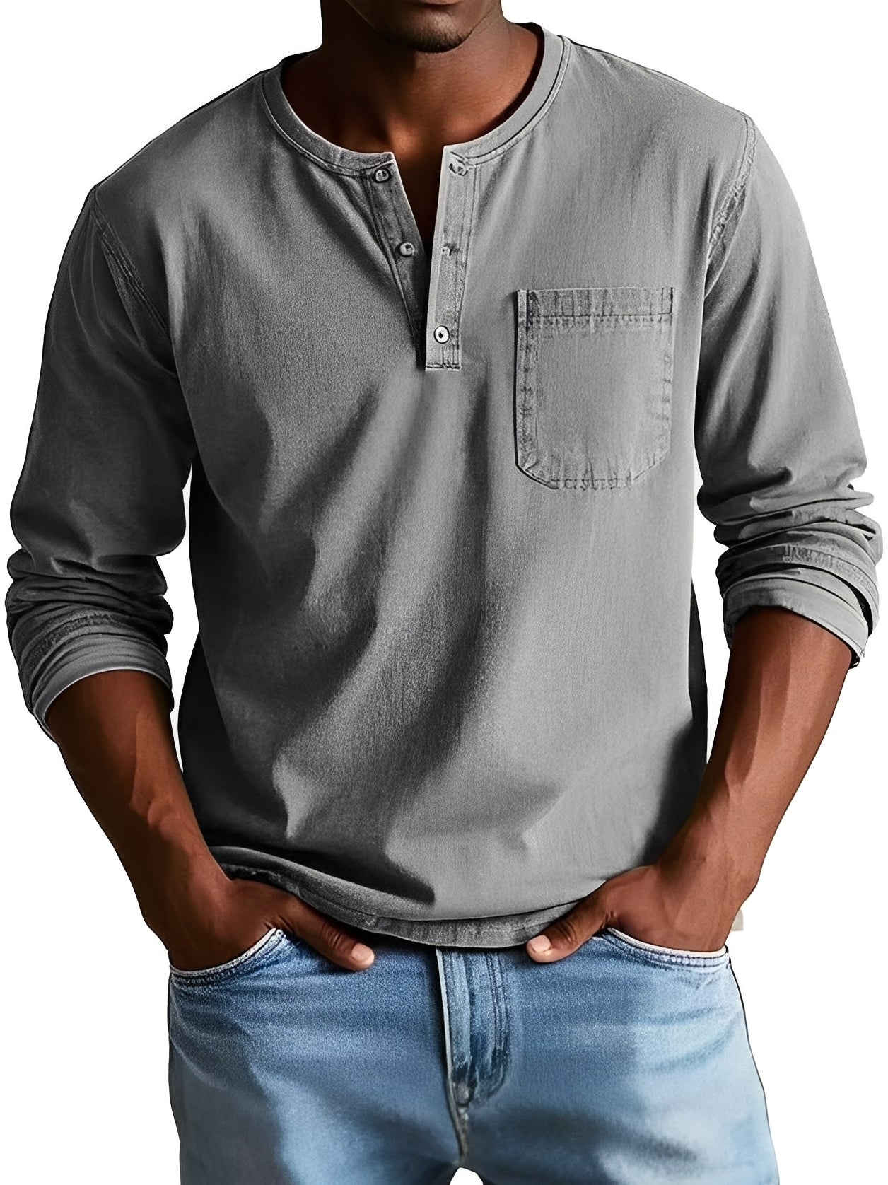 Steve - Chemise homme à manches longues, style décontracté