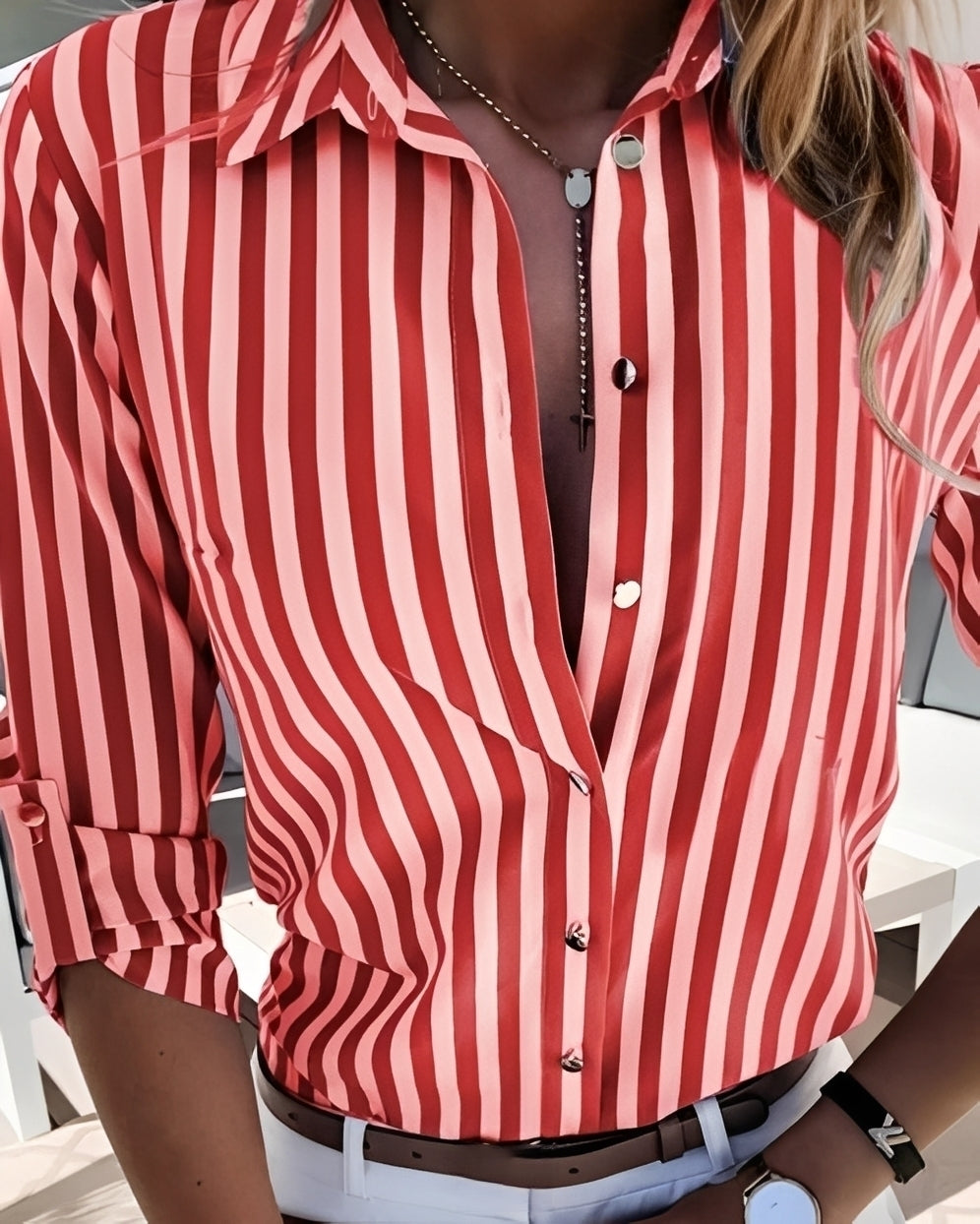 Rosie - Chemisier à rayures rétro