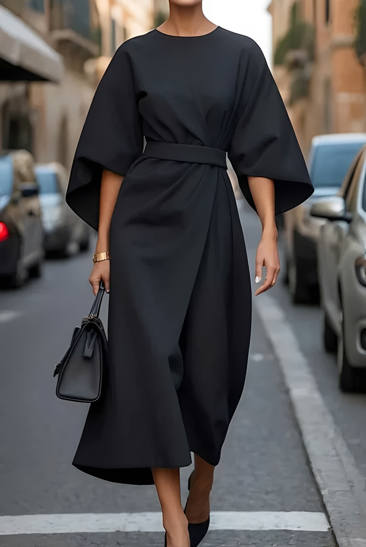 Vera - Robe Midi Élégante avec Ceinture