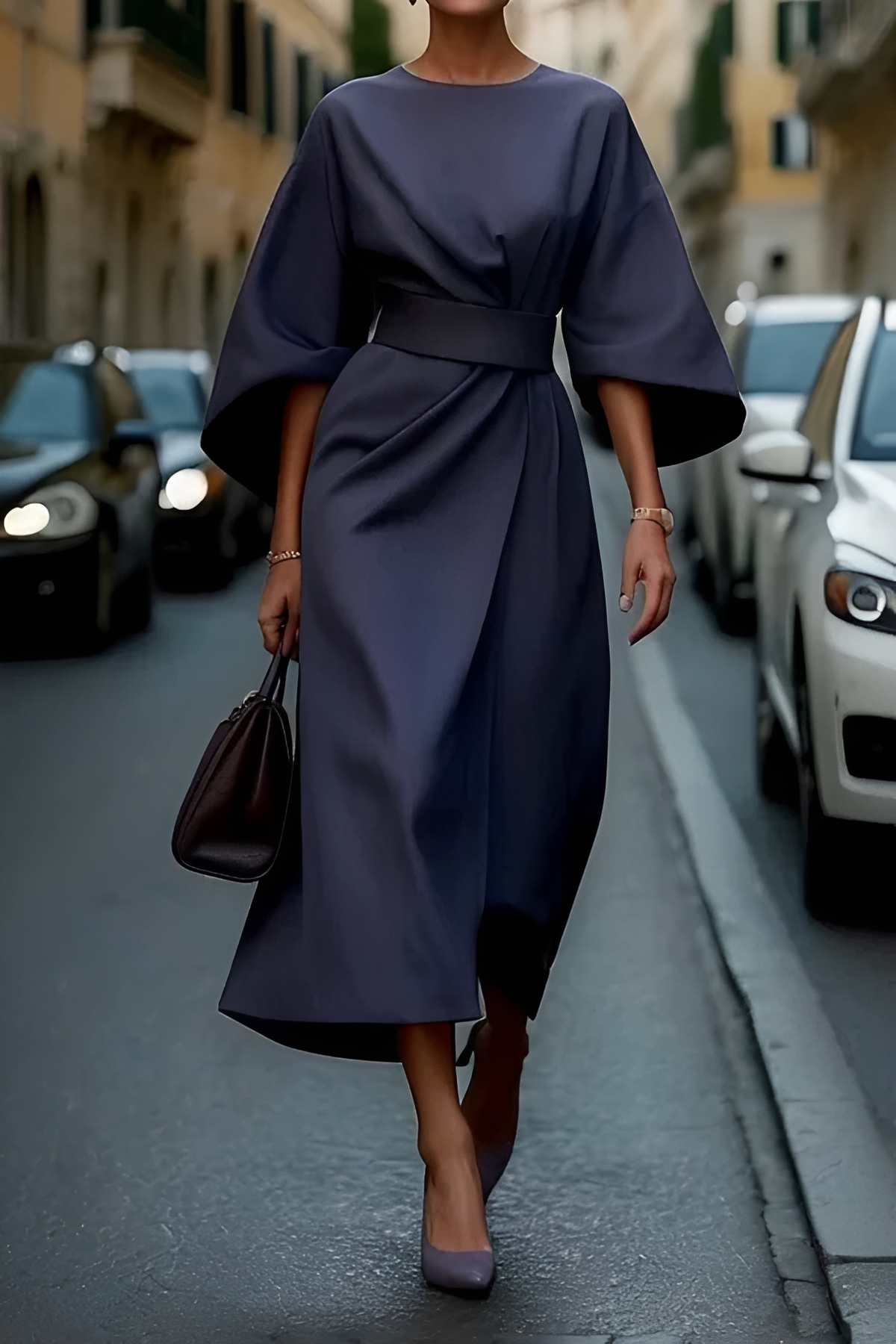 Vera - Robe Midi Élégante avec Ceinture