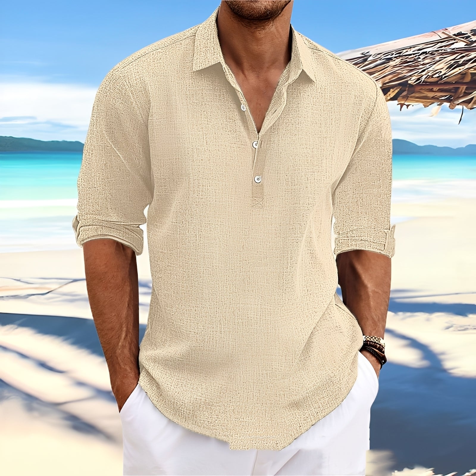 Ricky – Chemise homme à manches longues – idéale pour des journées chaudes et confortables