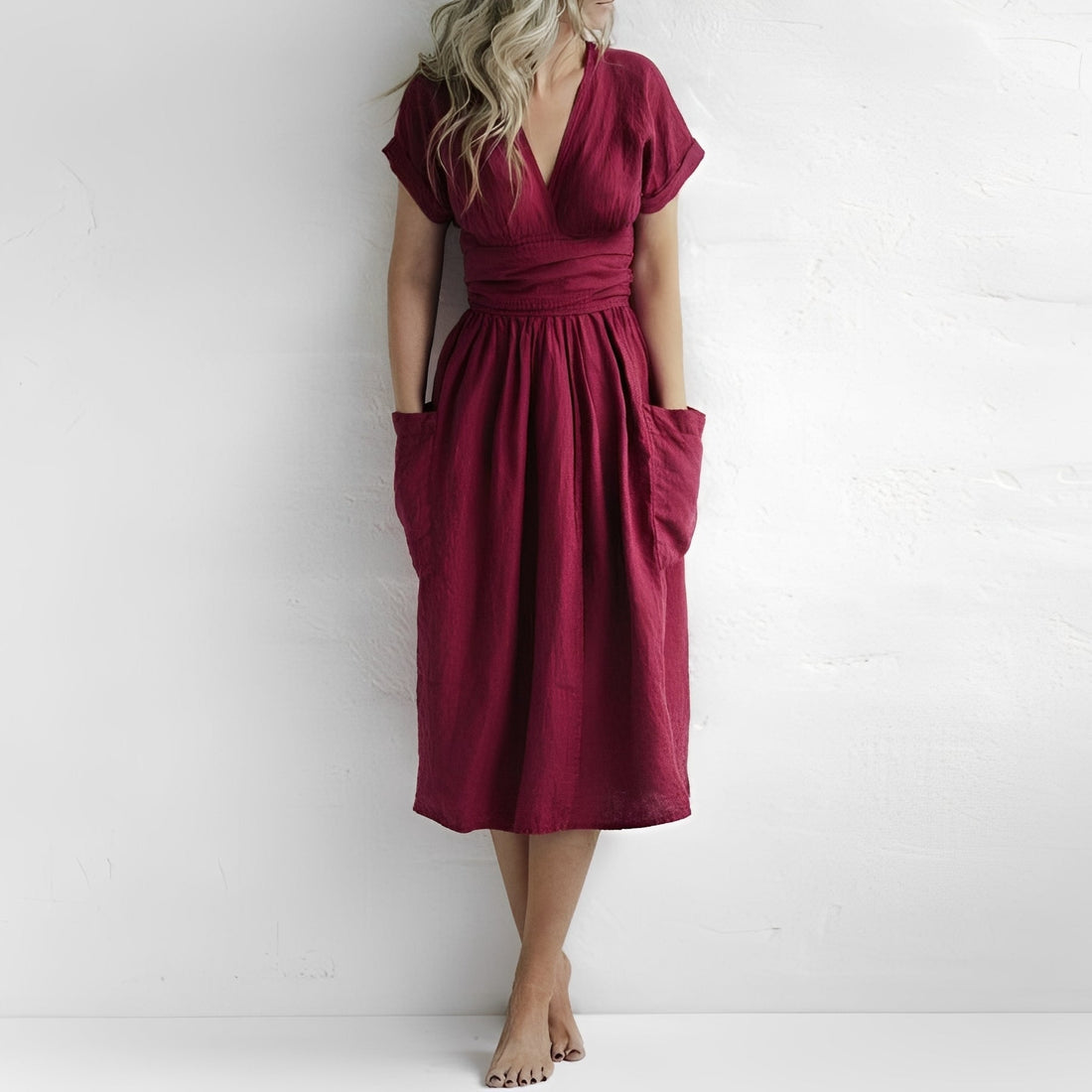 Sasha - Robe portefeuille basique avec poches