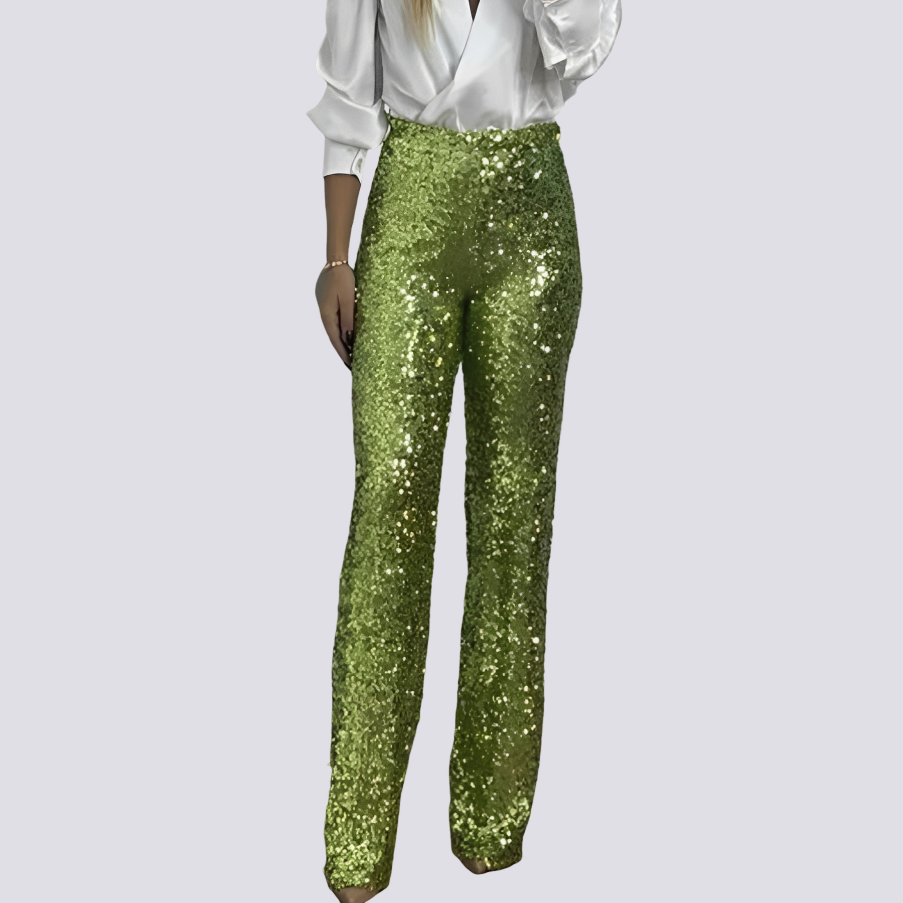 Mandy - Pantalon à sequins taille haute
