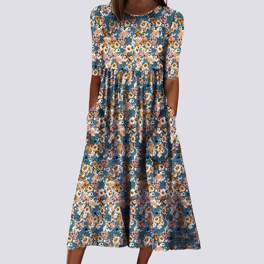 Lucie - Élégante robe longue à fleurs