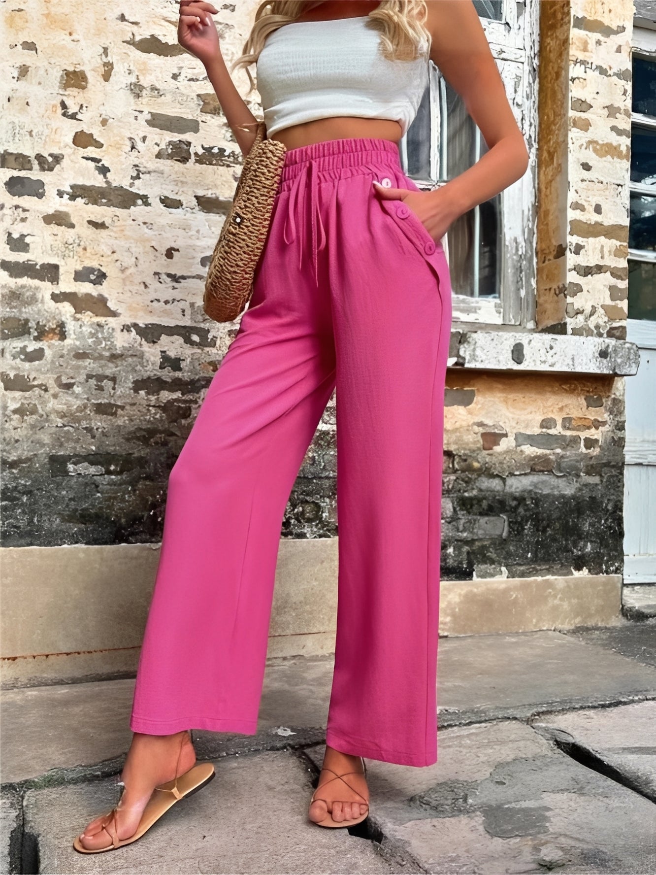 Allie - Pantalon ample, élégant et taille haute pour femmes