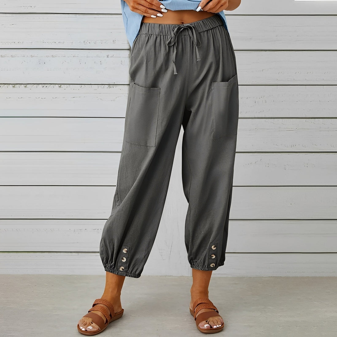 Christa - Pantalon large, décontracté et raccourci pour femmes